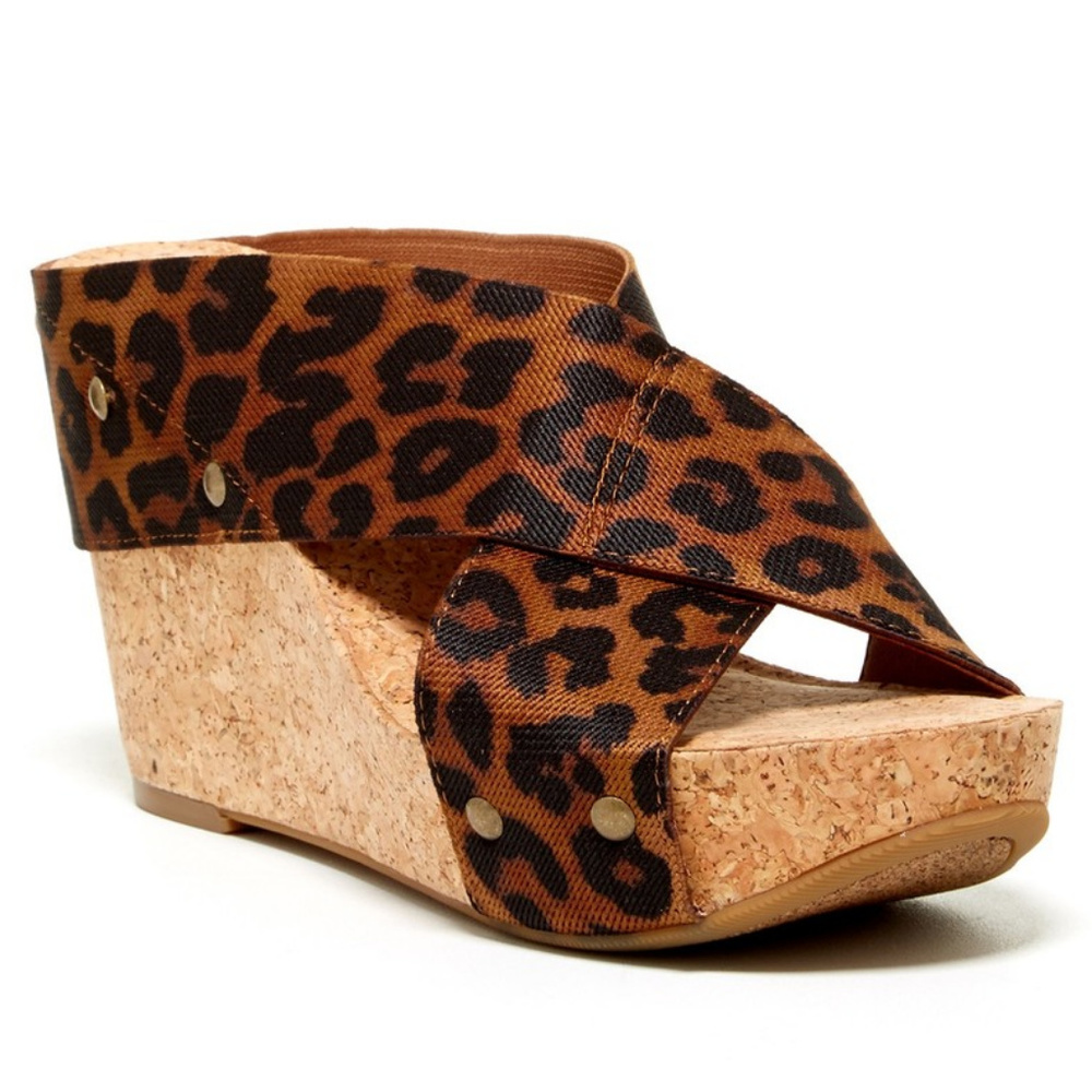 NWT Lucky Brand Miller leopard Platform Wedges